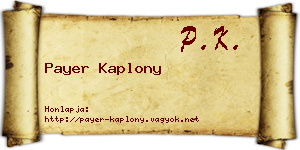 Payer Kaplony névjegykártya